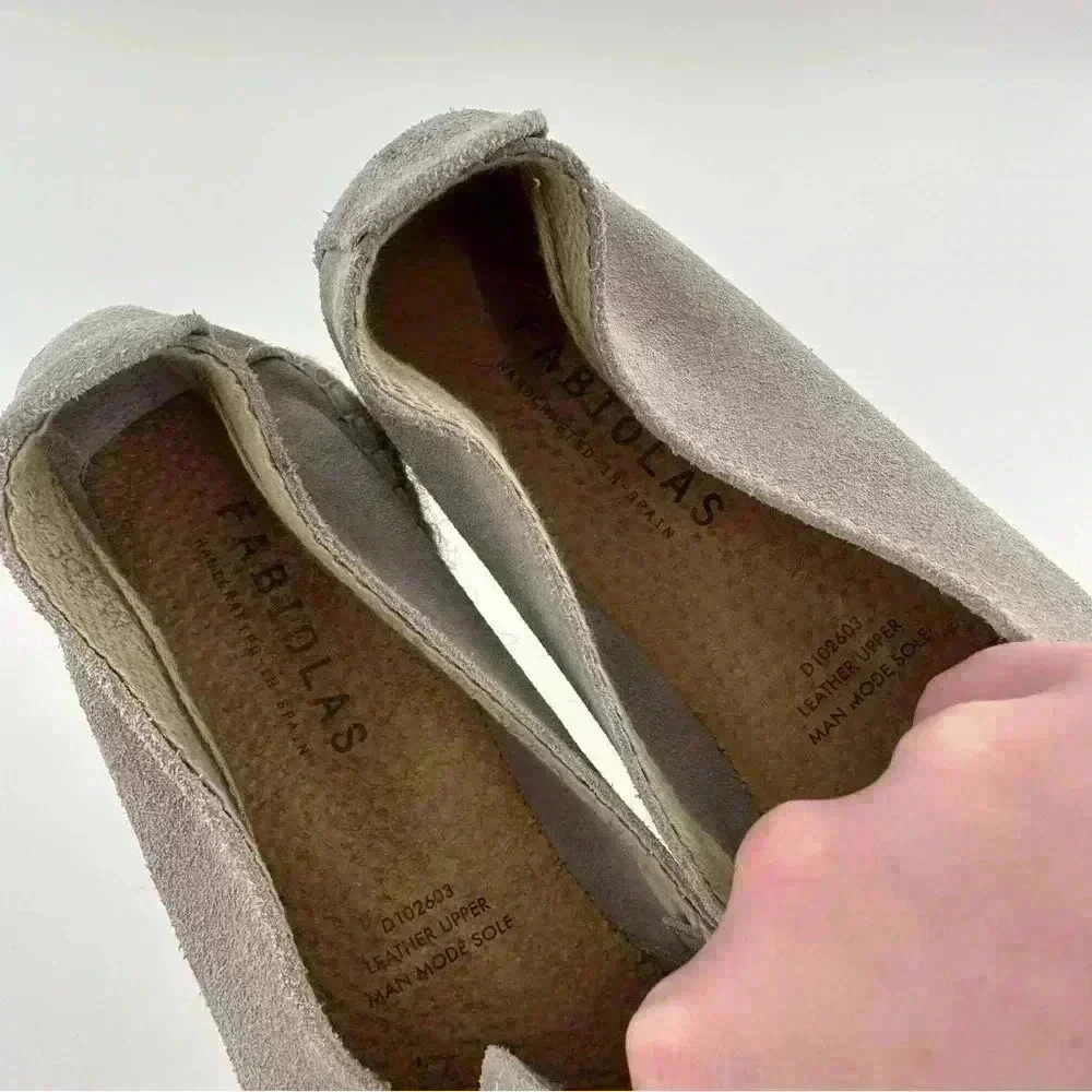 Fabiolas flats size 40 gray suede flatform Espadrilles coastal coastal granny